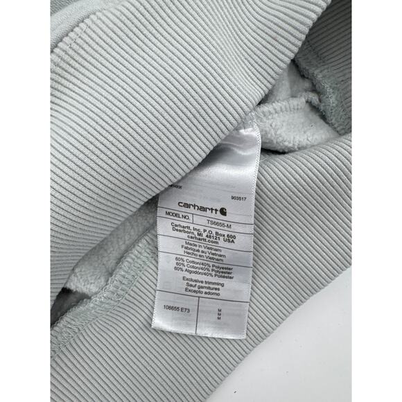 Carhartt Force Logo Hoodie Fleece Lined Kangaroo Pocket Blue Size Medium Relax - Picture 7 of 8